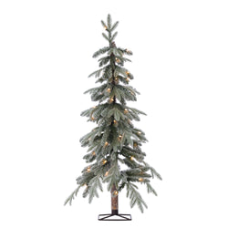 Sterling 4 ft. Pre Lit Warm White LED Natural Cut Flocked Alpine Tree