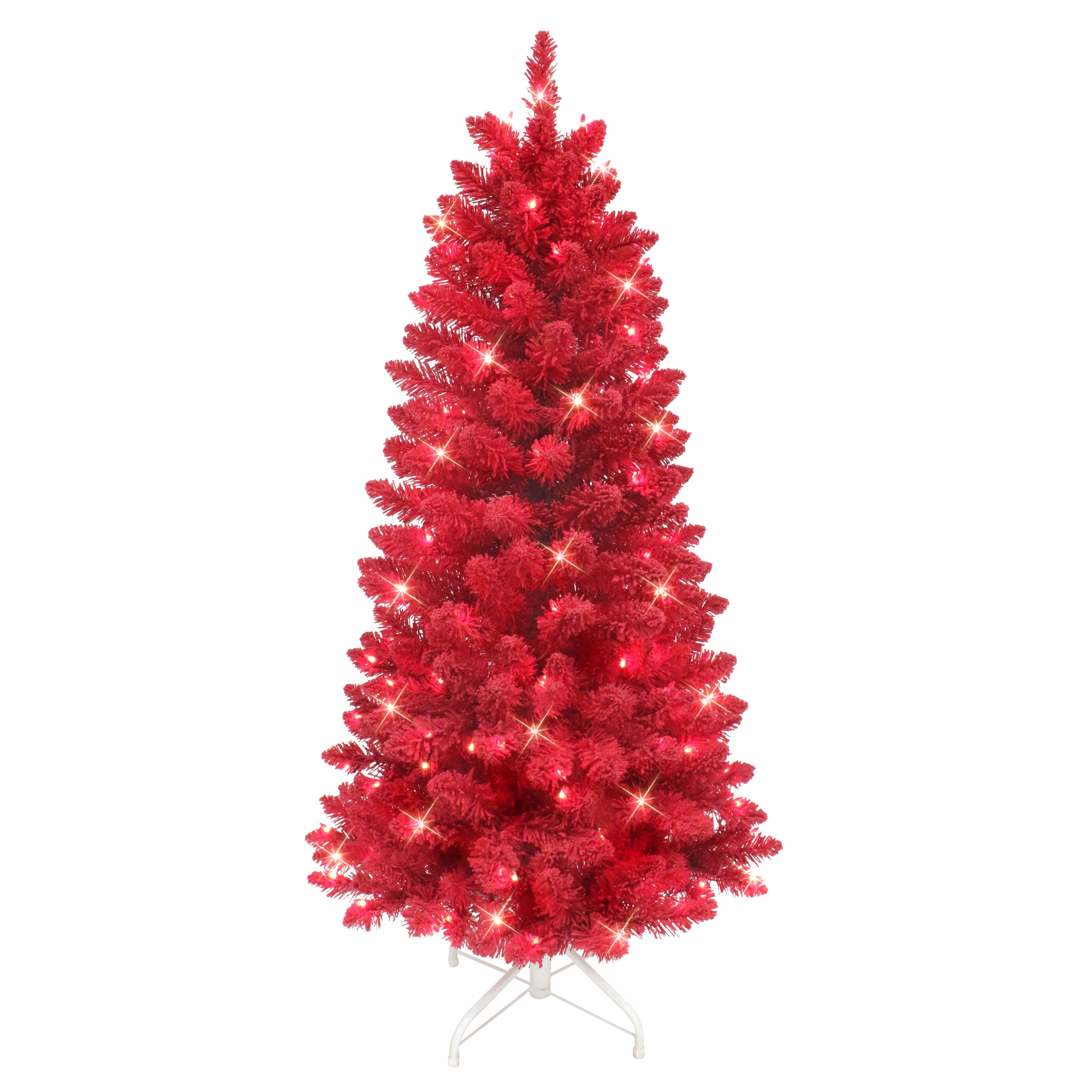 4.5' Pre-Lit Artificial Flocked Fashion Red Tree TF9612-45C15-RDA