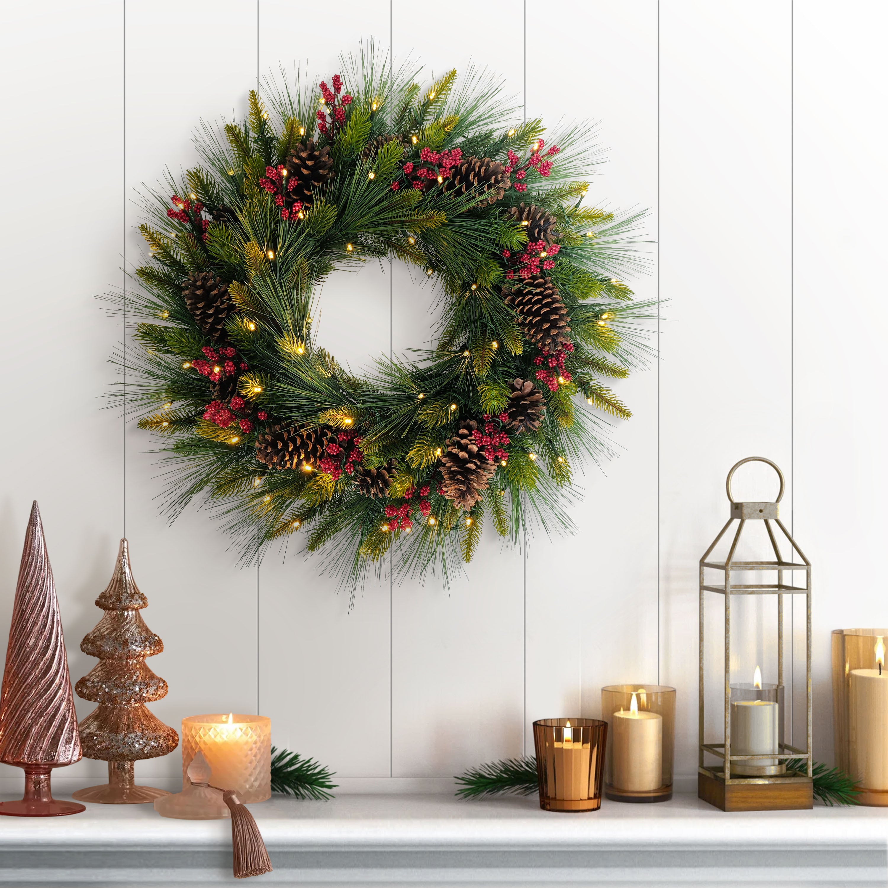 26" Pre-Lit Adorned Christmas Wreath