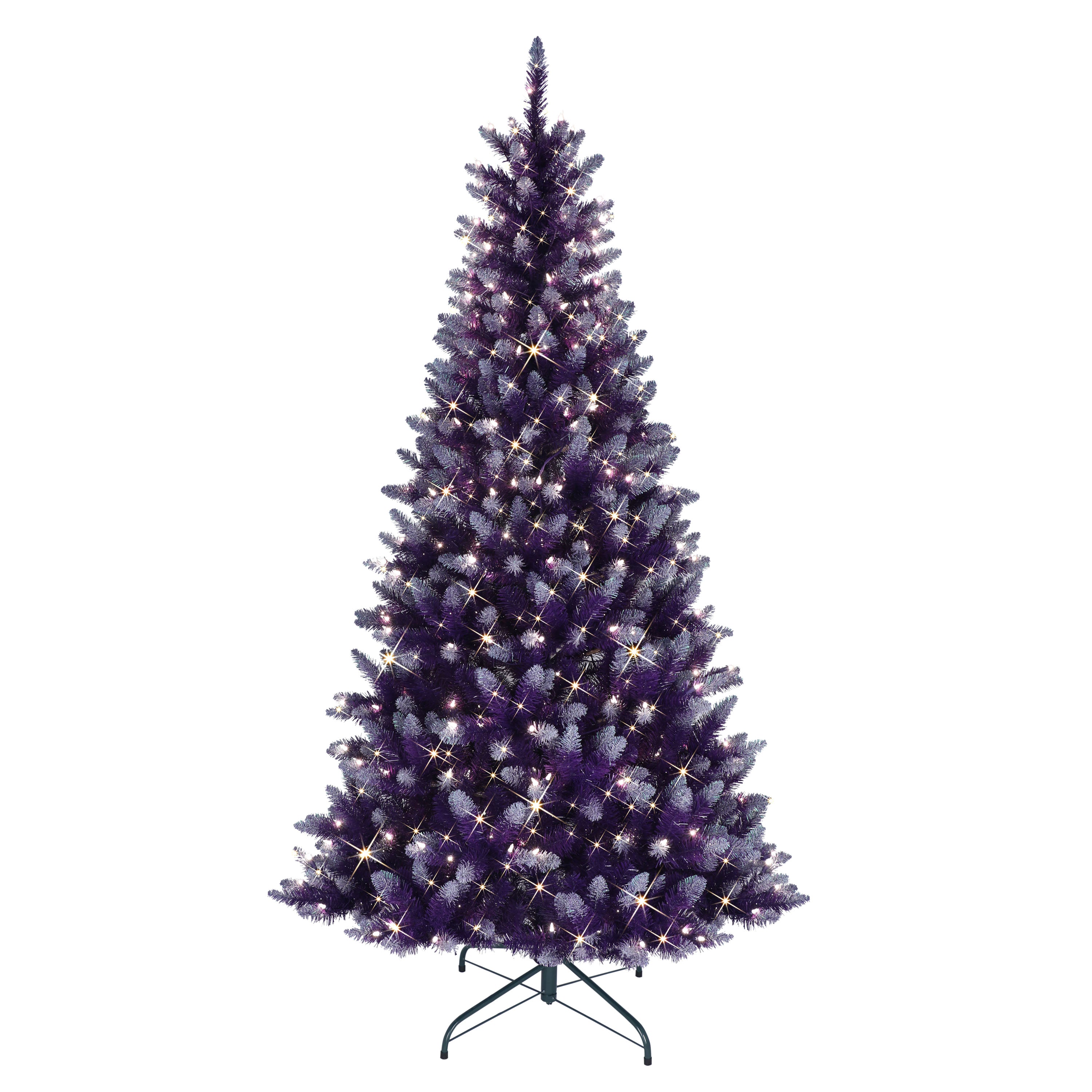 6.5 ft Pre-Lit Fashion Purple Artificial Christmas Tree with 300 UL Clear Lights Metal Stand T9612A-65C3-PP