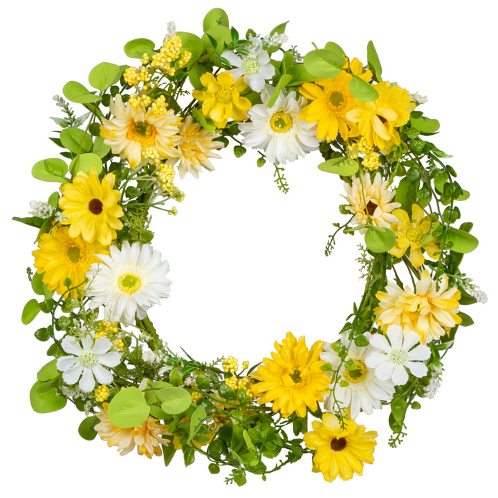 20 in. Floral Daisy Wreath