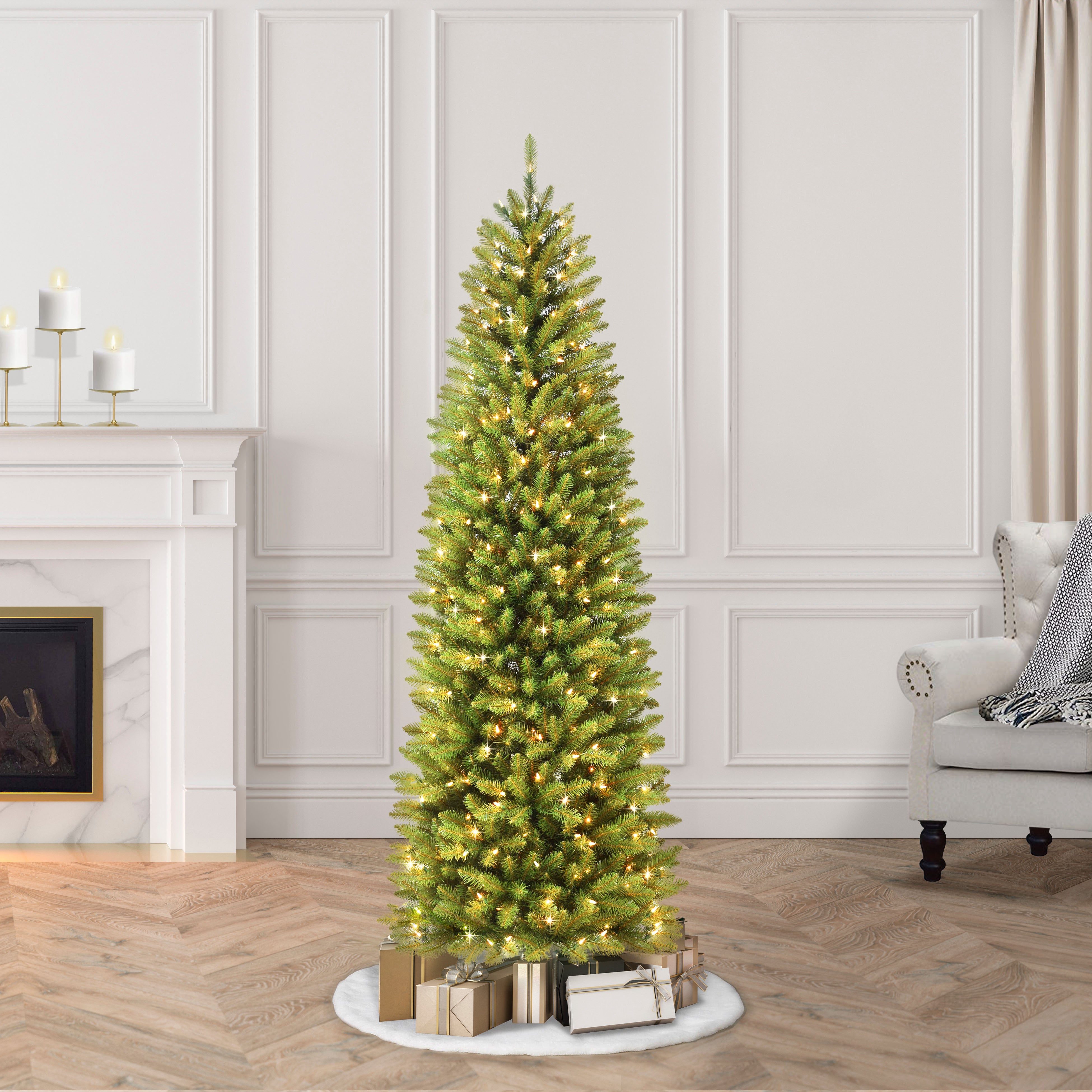 6.5ft Pre-Lit Fraser Fir Pencil Christmas Tree