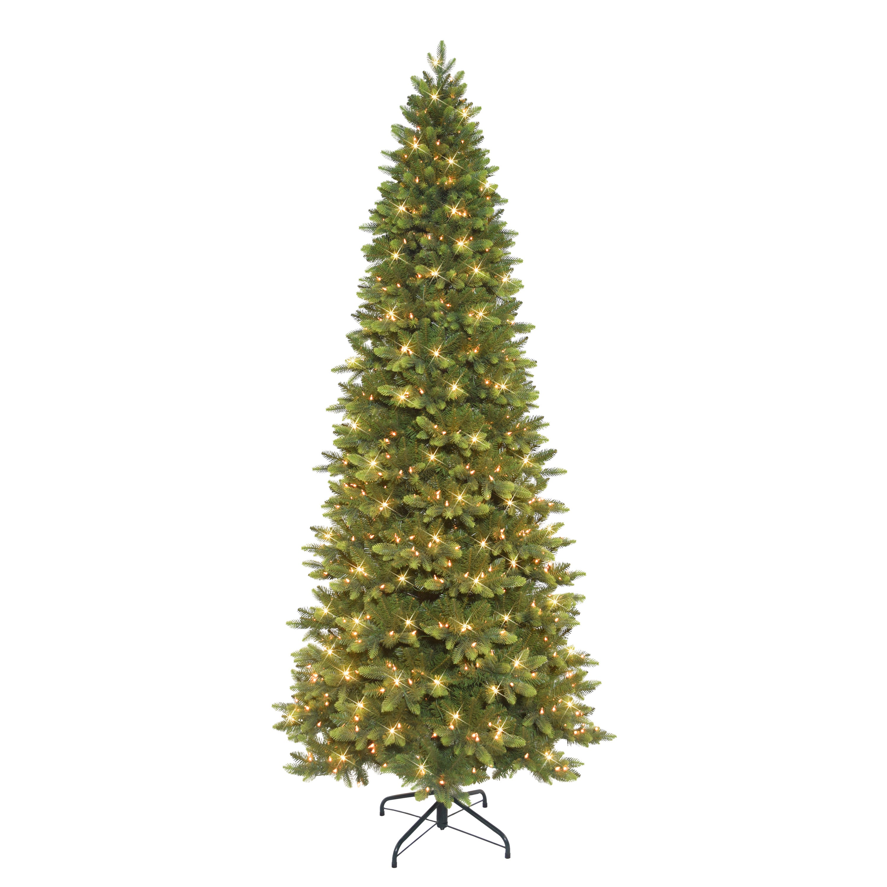 9 ft Pre-lit Slim Westford Spruce Artificial Christmas Tree with 700 UL Clear Lights Metal Stand Green WFSLA-90C7