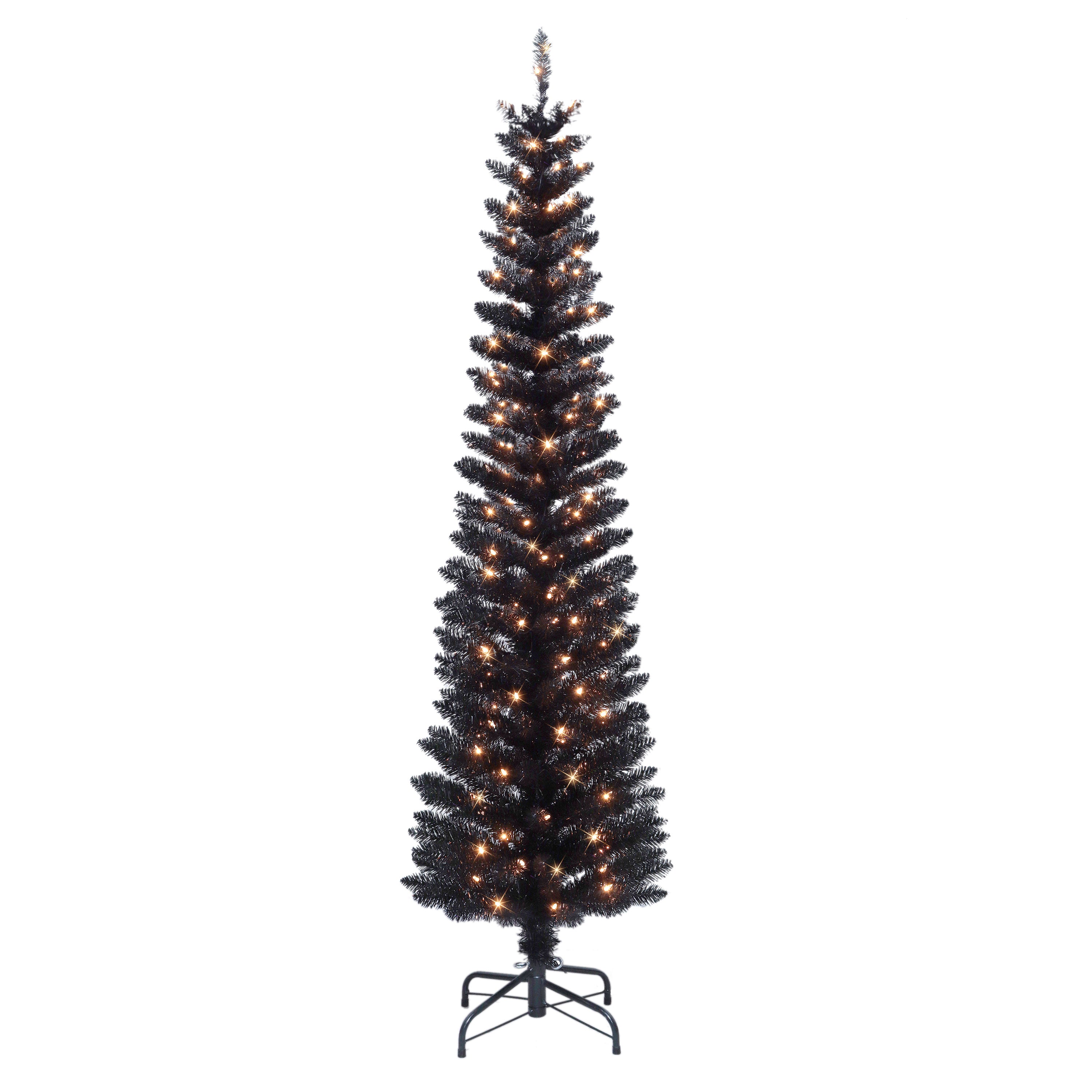 6 ft Pre-Lit Black Tinsel Artifical Tree 2642A-STBK60C1