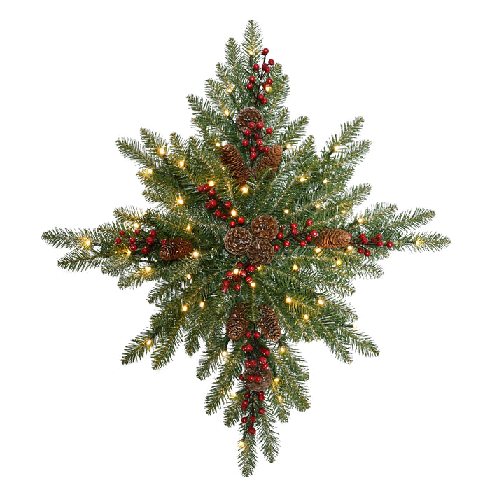 32" Pre-Lit Flocked Snowflake Wreath 4635-ST32LW04A-BO