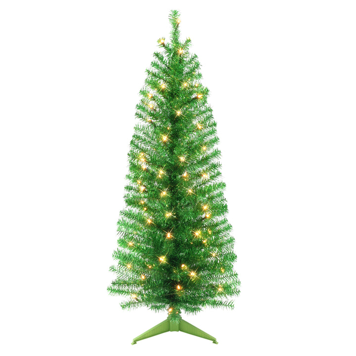 4.5 ft Pre-lit Green Tinsel Tree 160 Tips 70 UL Clear Lights Stand included 2675A-STGN45C07