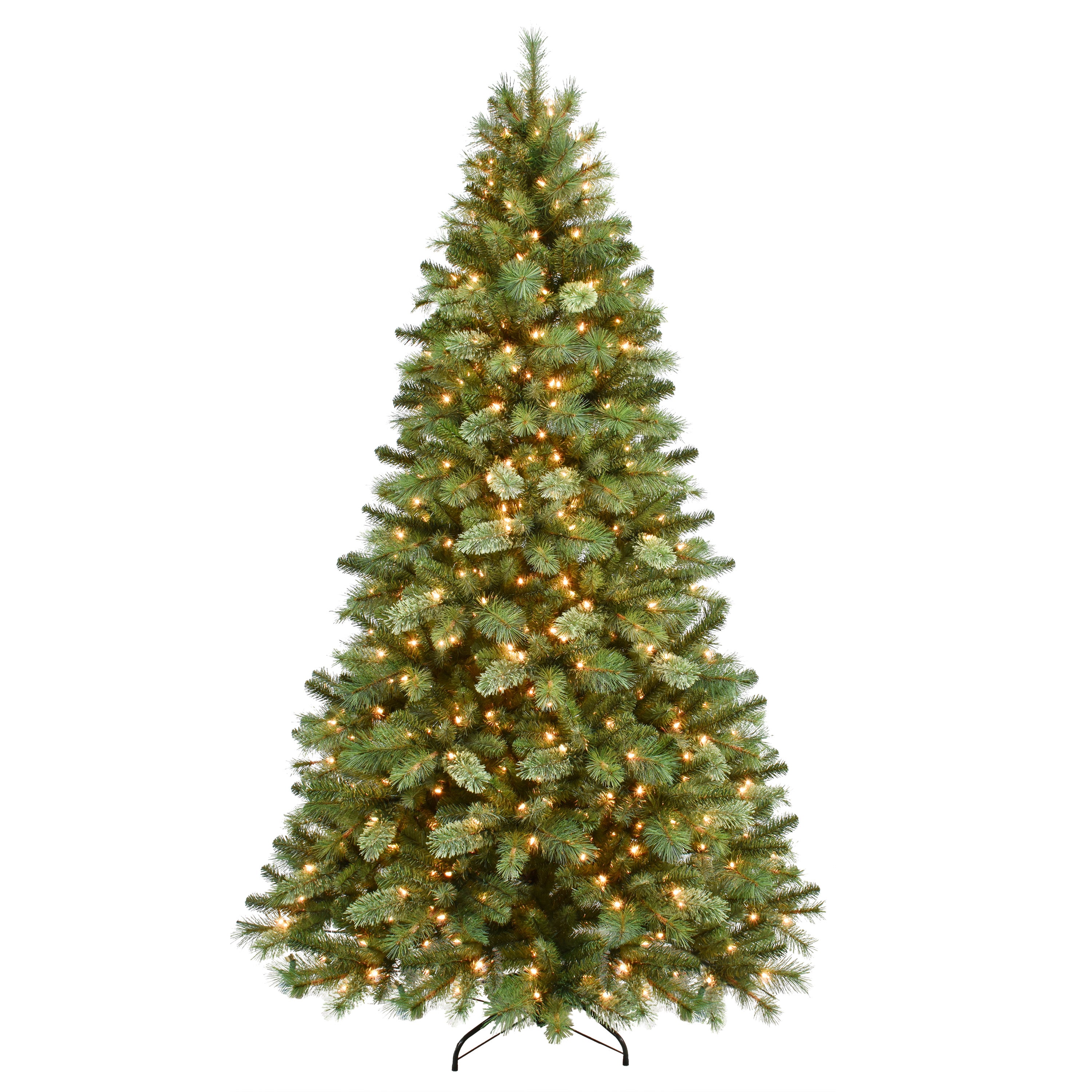 7.5 ft Pre-Lit Teton Pine Artificial Christmas Tree with 600 Clear UL Lights Metal Stand Green TTPA-75C6