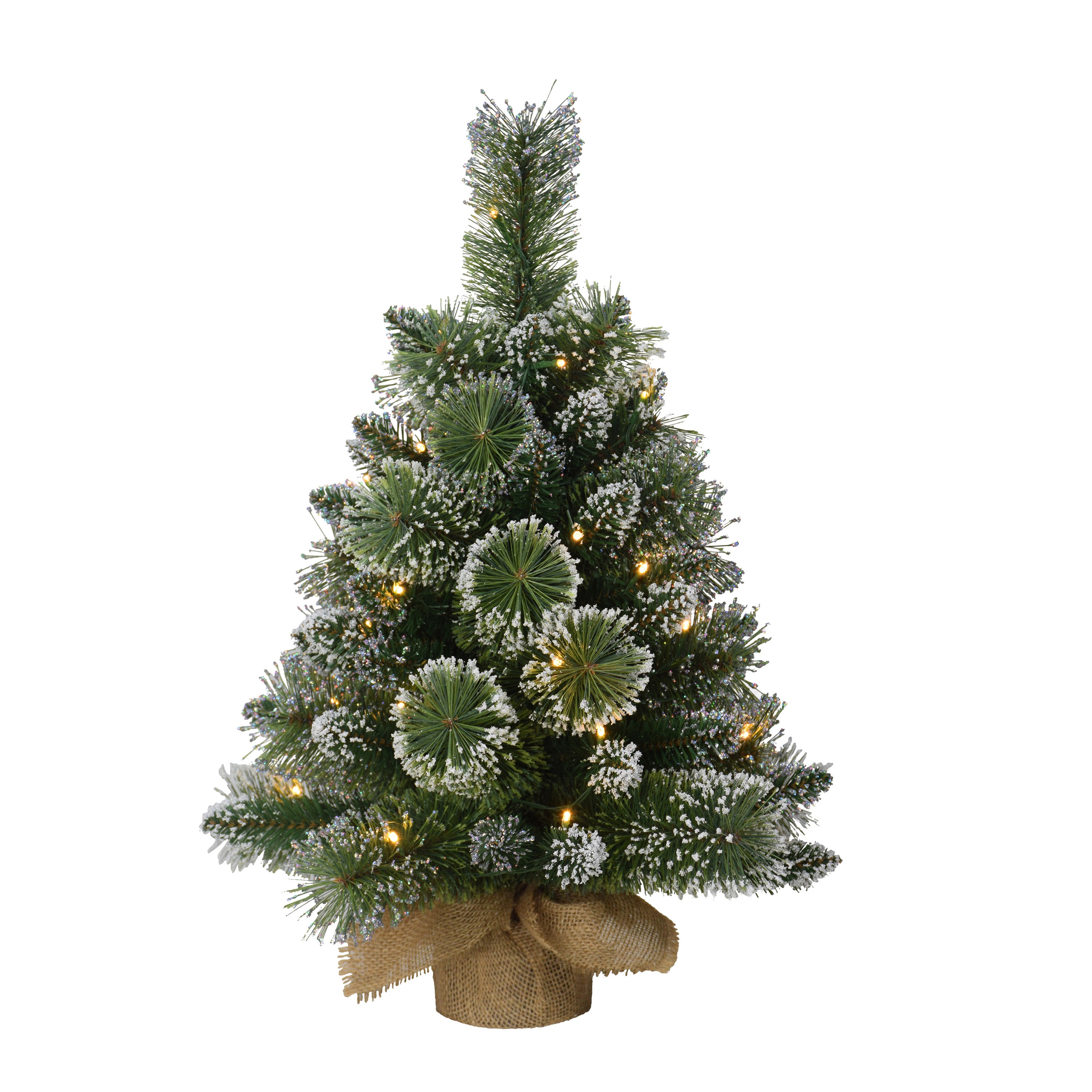 2 ft Pre-Lit Table Top Artificial Christmas Tree with 35 Lights in Tan Sac Green 1825-ST20LW035A-BO