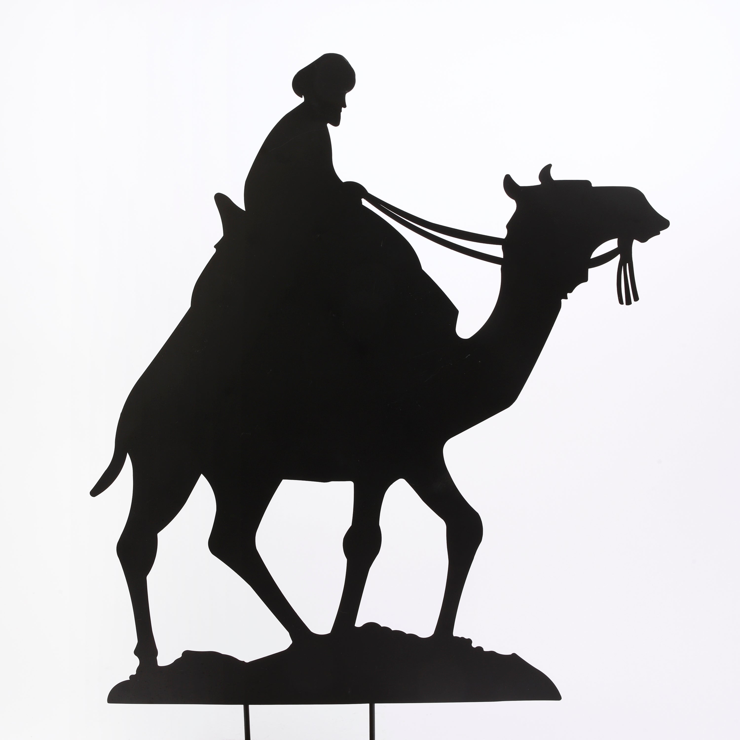41.7in Height Majestic Metal Wise Man and Camel Silhouette Yard Stake