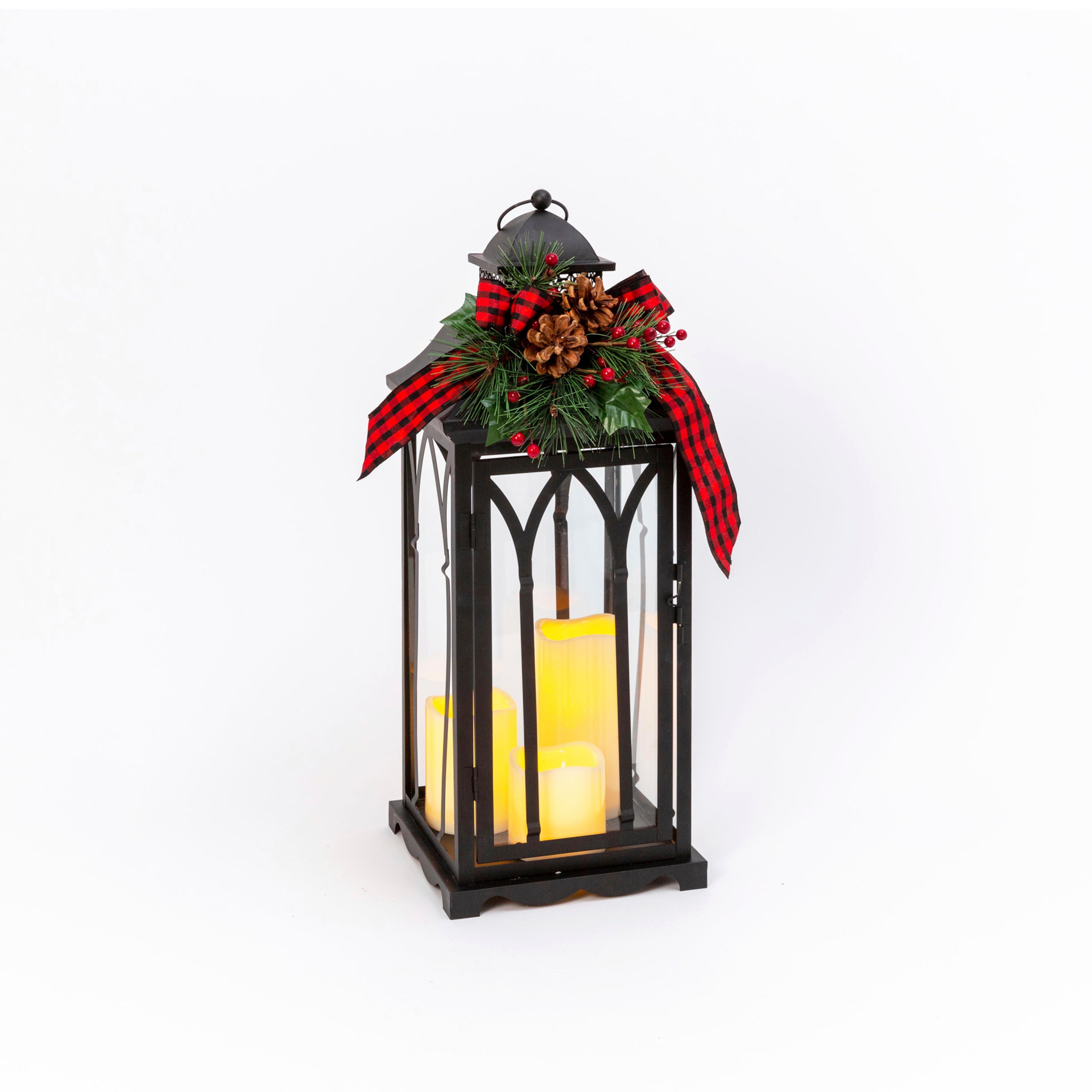 Radiant 21.3 in H Battery Operated Lighted Holiday Metal Lantern with 3 LED Candles 2530090EC