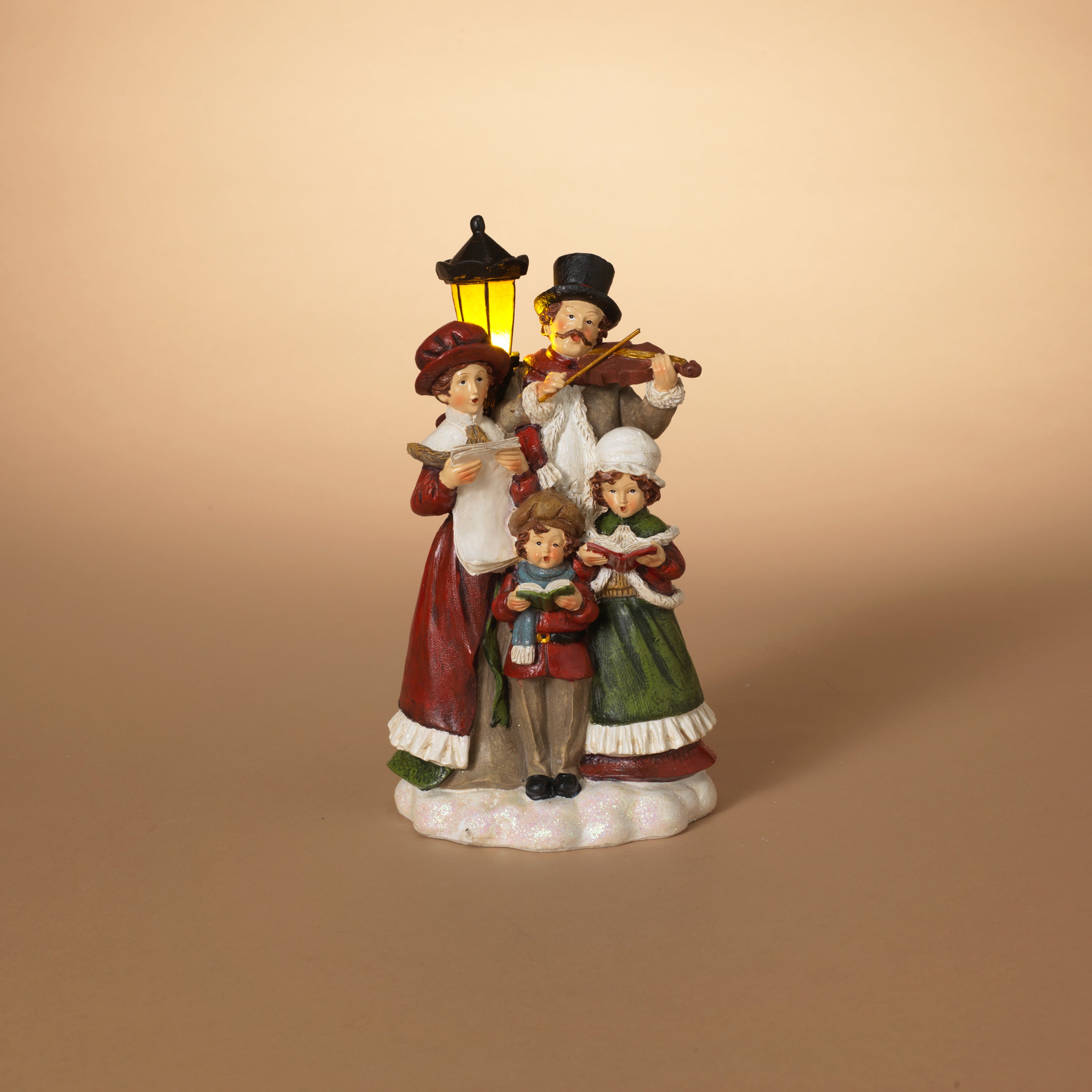 Charming 11 Inch Battery Operated Lighted Resin Holiday Carolers Figurine #2653980EC