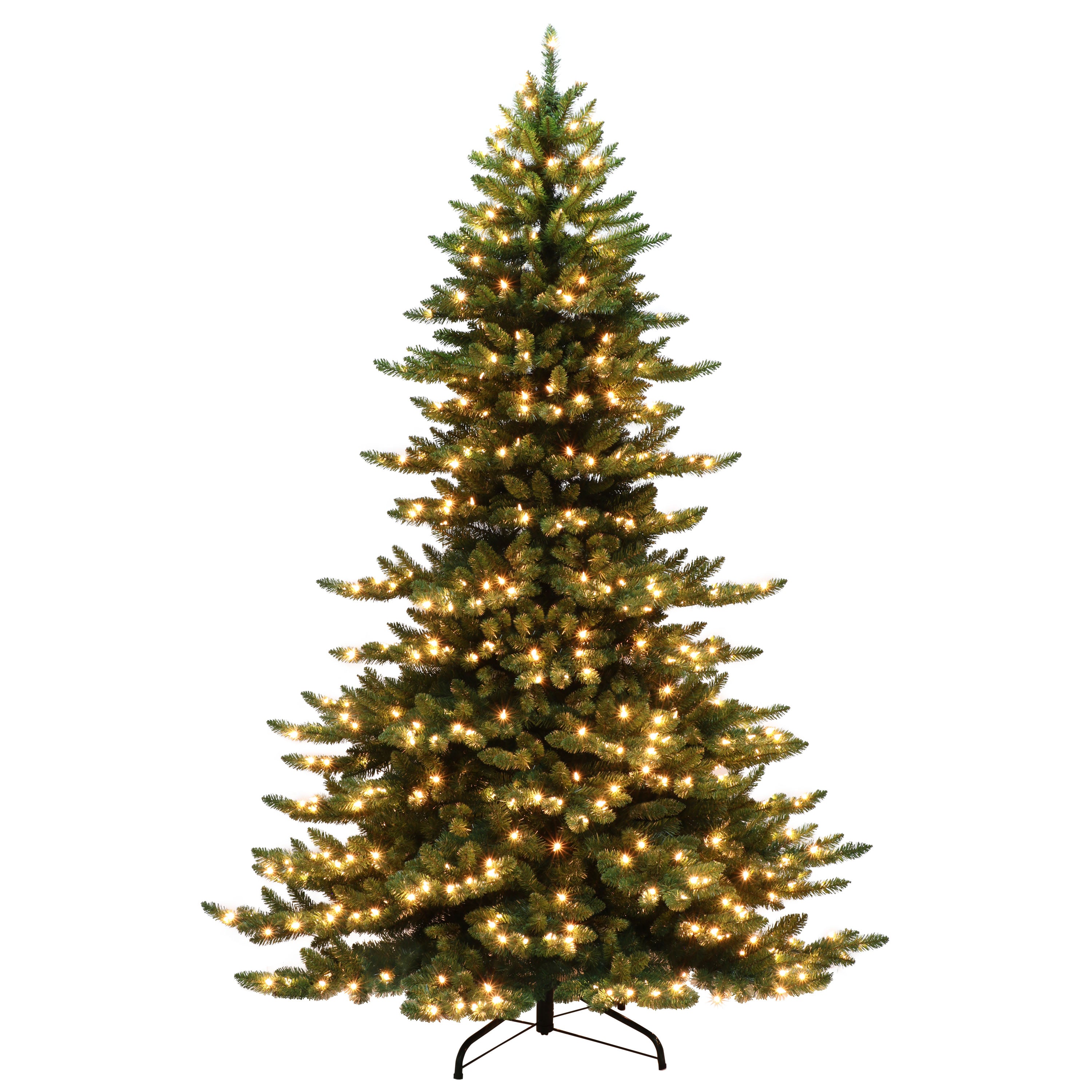 7.5 ft Pre-Lit Princess Pine Artificial Christmas Tree with 700 UL Clear Lights On/Off Foot Pedal Metal Stand Green PSA-75C7
