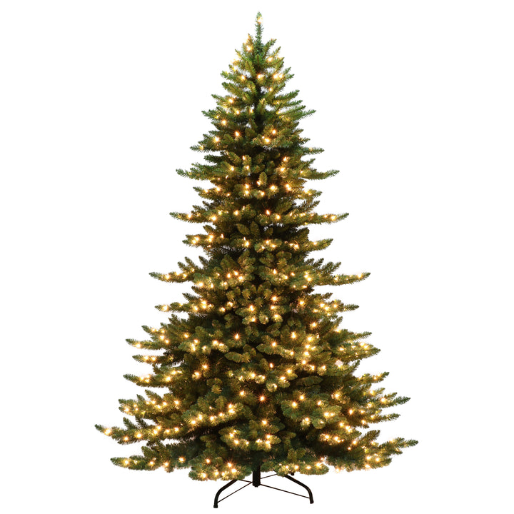 7.5 ft Pre-lit Royal Majestic Spruce Artificial Christmas Tree with 700 UL Clear Lights On/Off Foot Pedal Metal Stand Green RMSA-75C7