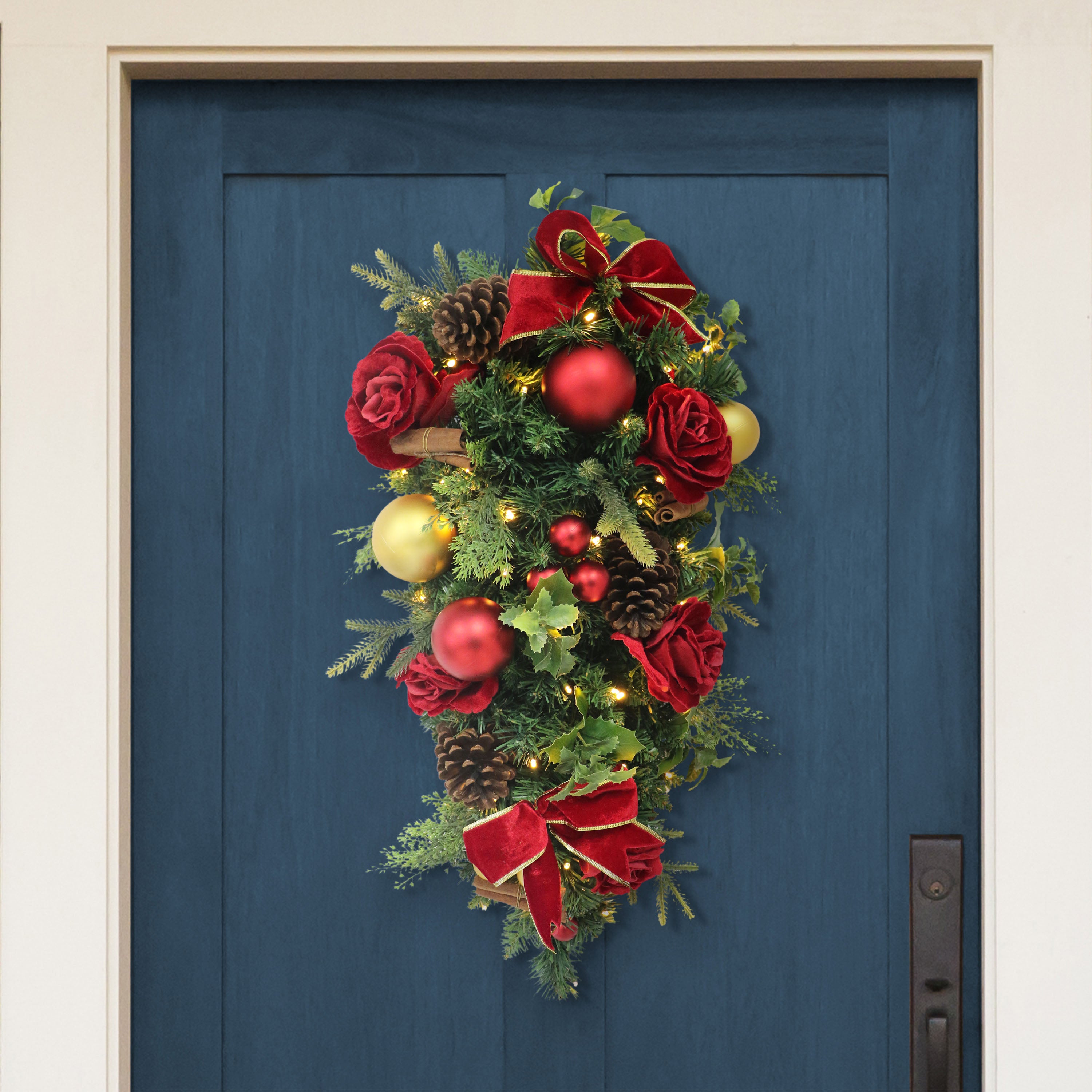 28" Pre-Lit Adorned Swag Battery-Operated