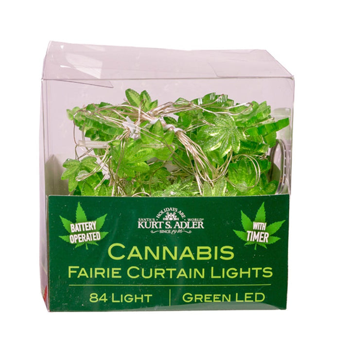 Kurt Adler 84-Light 7-Drop Battery-Operated Cannabis Cartoon Light Set