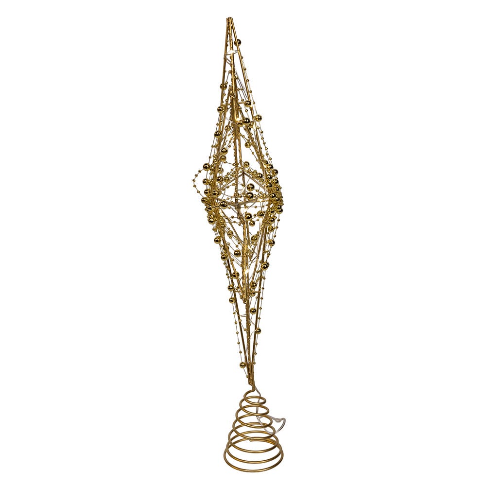 Kurt Adler 19.7-Inch Battery Operated LED Lighted 8-Point Gold Metal Star Tree Topper