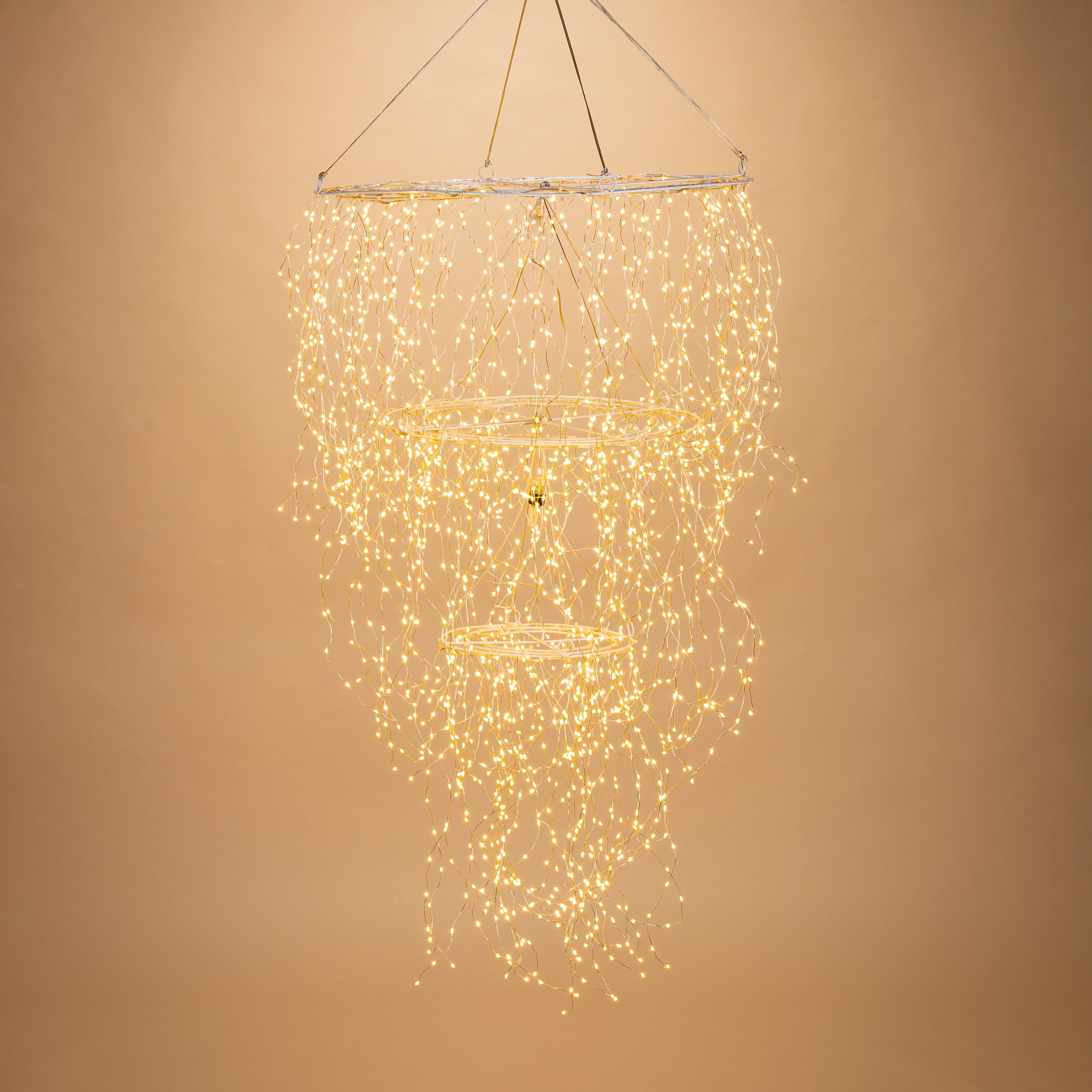Illuminated 21.65 in D Electric 3 Tier Chandelier with 1950 Warm White Micro LED Lights 2620100EC