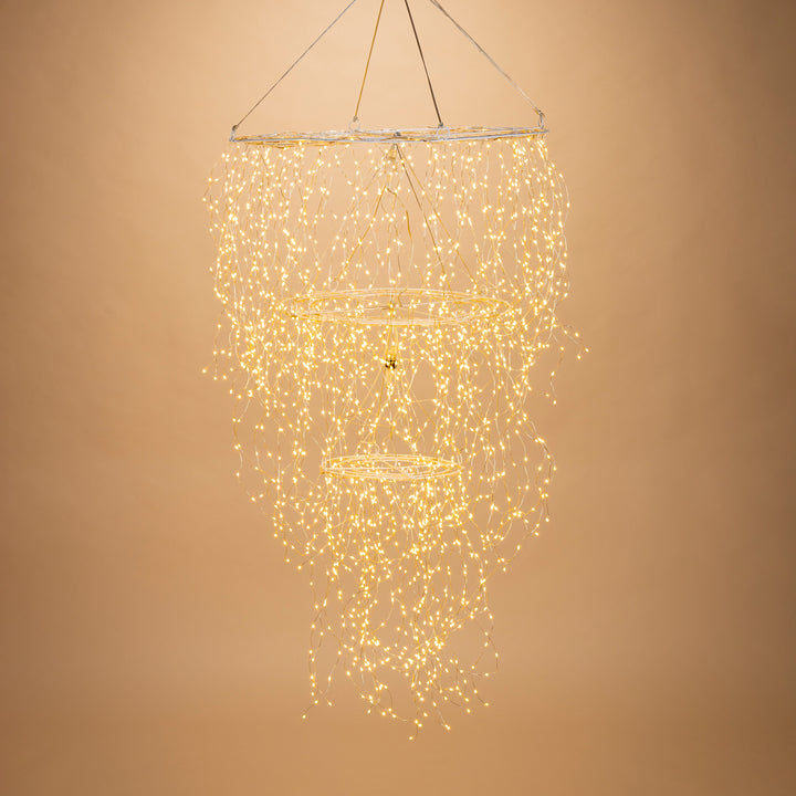 Illuminated 21.65 in D Electric 3 Tier Chandelier with 1950 Warm White Micro LED Lights 2620100EC