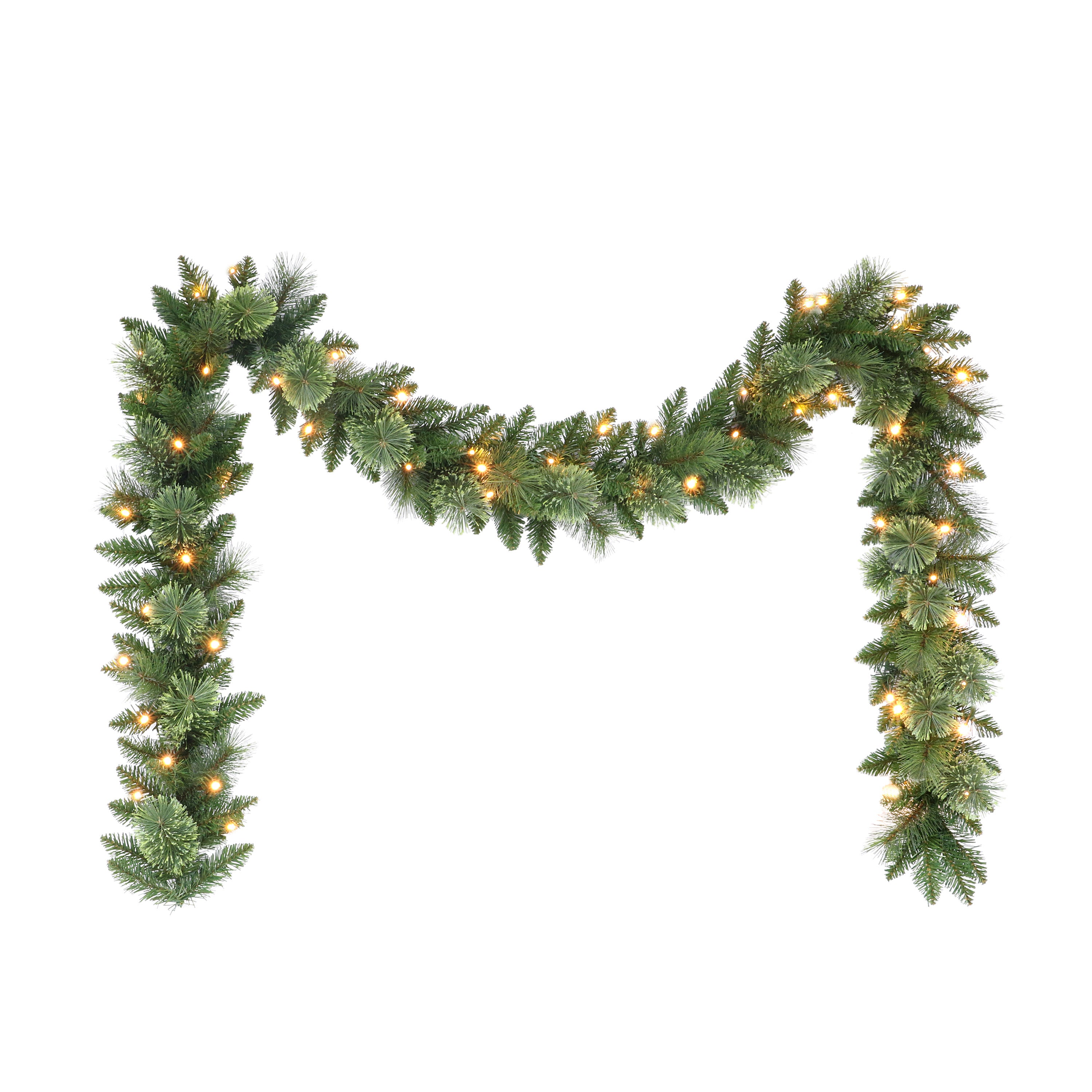 9 ft x 10" Pre-Lit Garland with Battery Operated Timer 3669-G9-10LW05A-BO