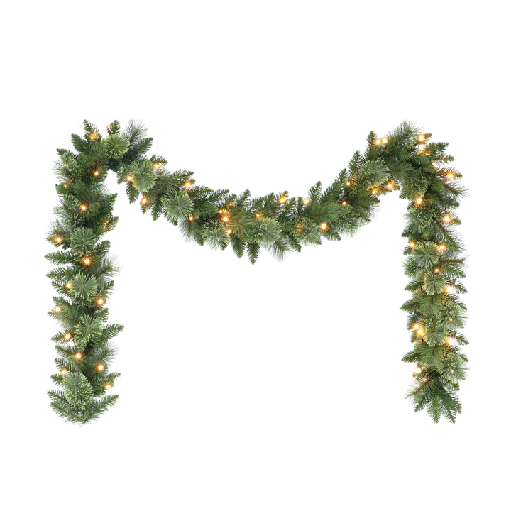 9 ft x 10" Pre-Lit Garland with Battery Operated Timer 3669-G9-10LW05A-BO