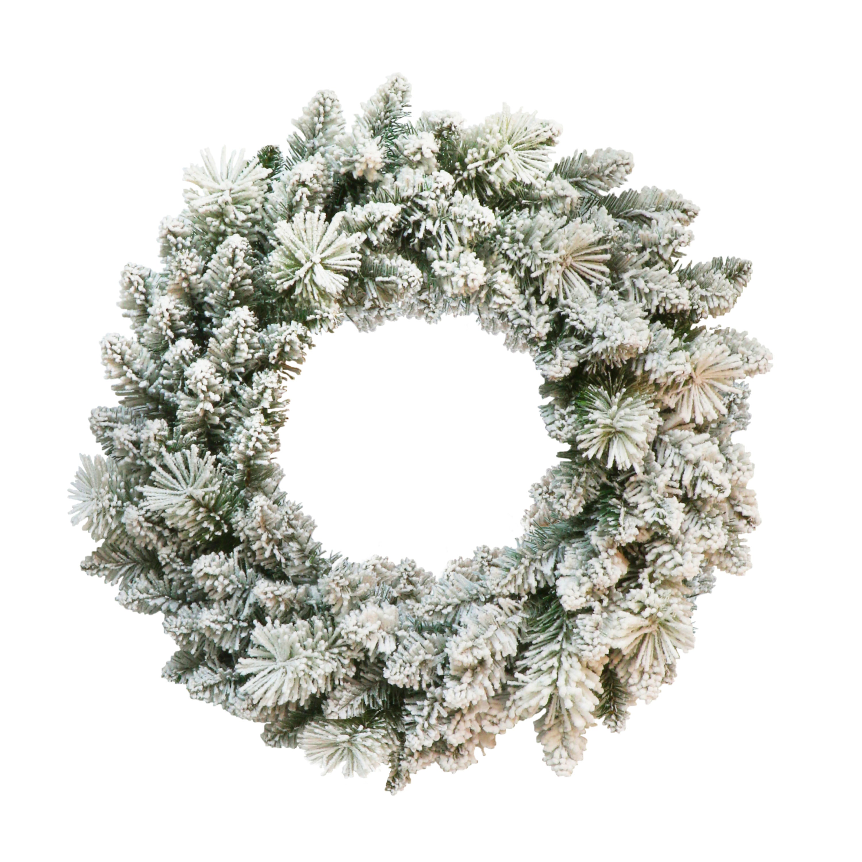 24" Flocked Spruce Wreath with 110 Tips 0999A-WF24