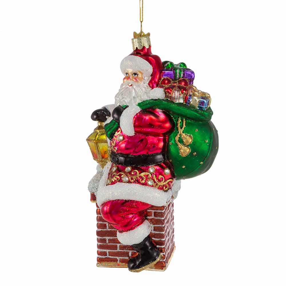 Kurt Adler 7-Inch Bellisimo Santa In Chimney Ornament
