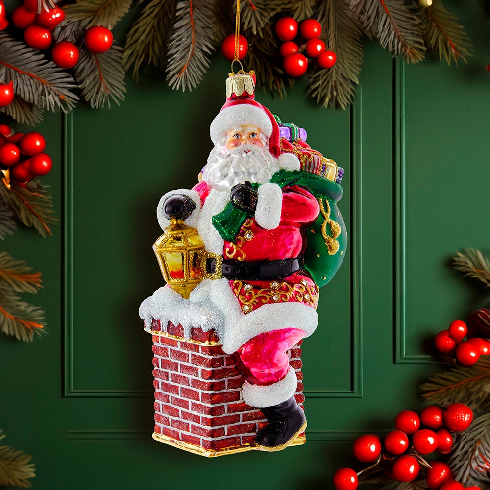 Kurt Adler 7-Inch Bellisimo Santa In Chimney Ornament