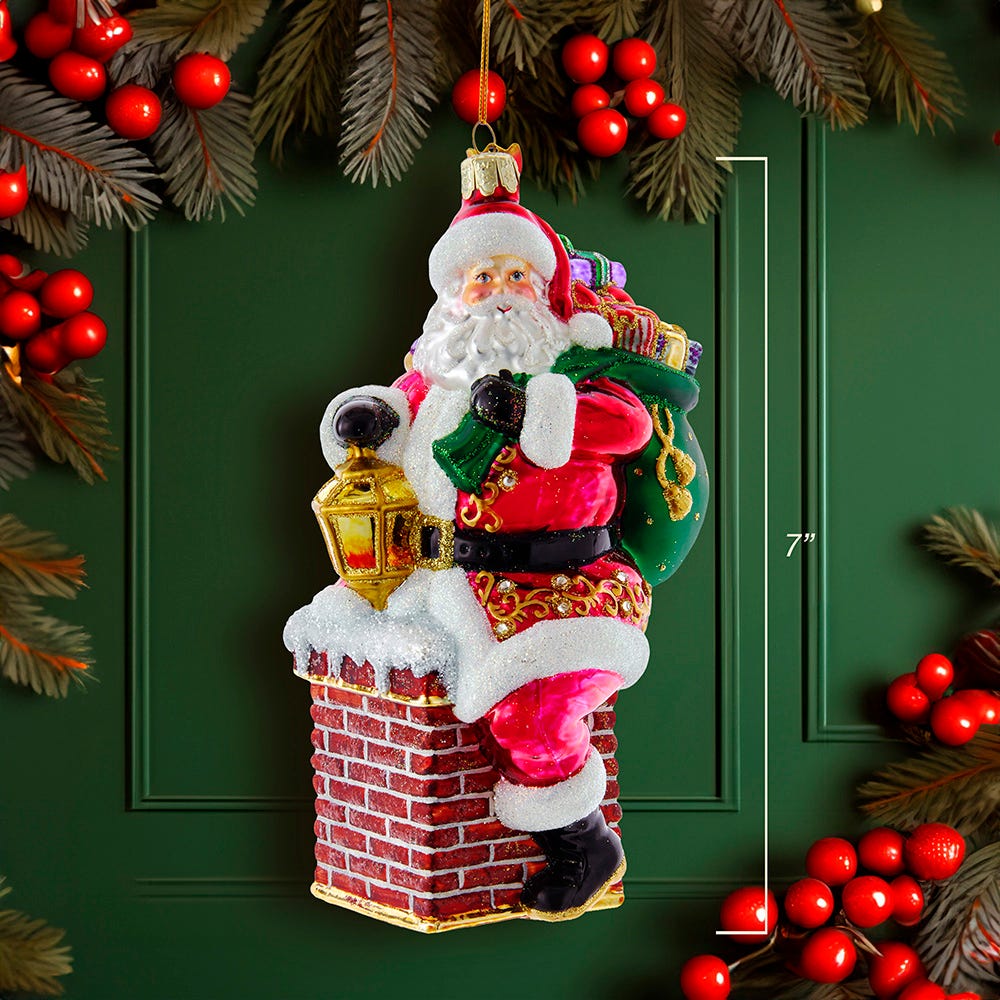 Kurt Adler 7-Inch Bellisimo Santa In Chimney Ornament