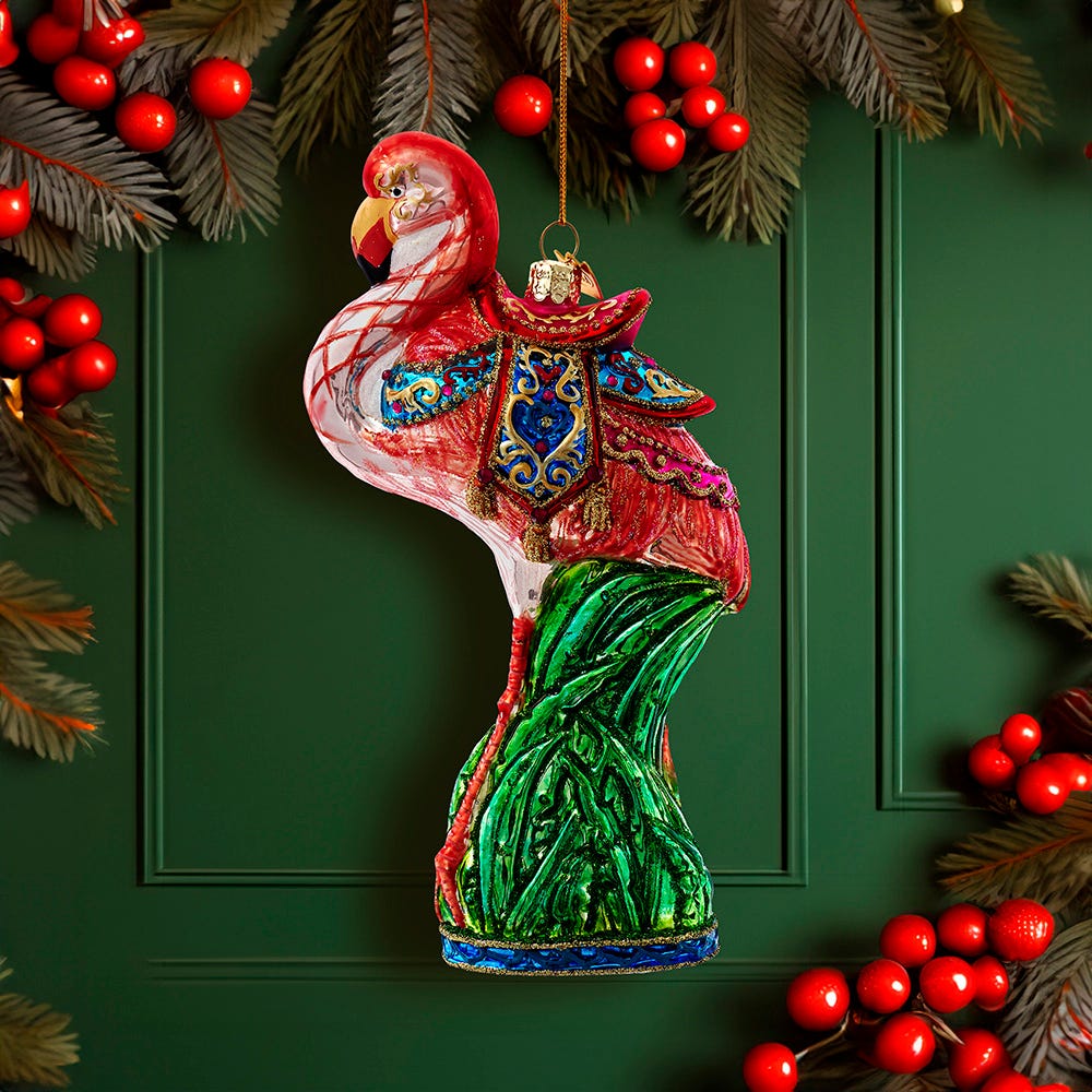 Kurt Adler 7-Inch Bellissimo Glass Flamingo Ornament