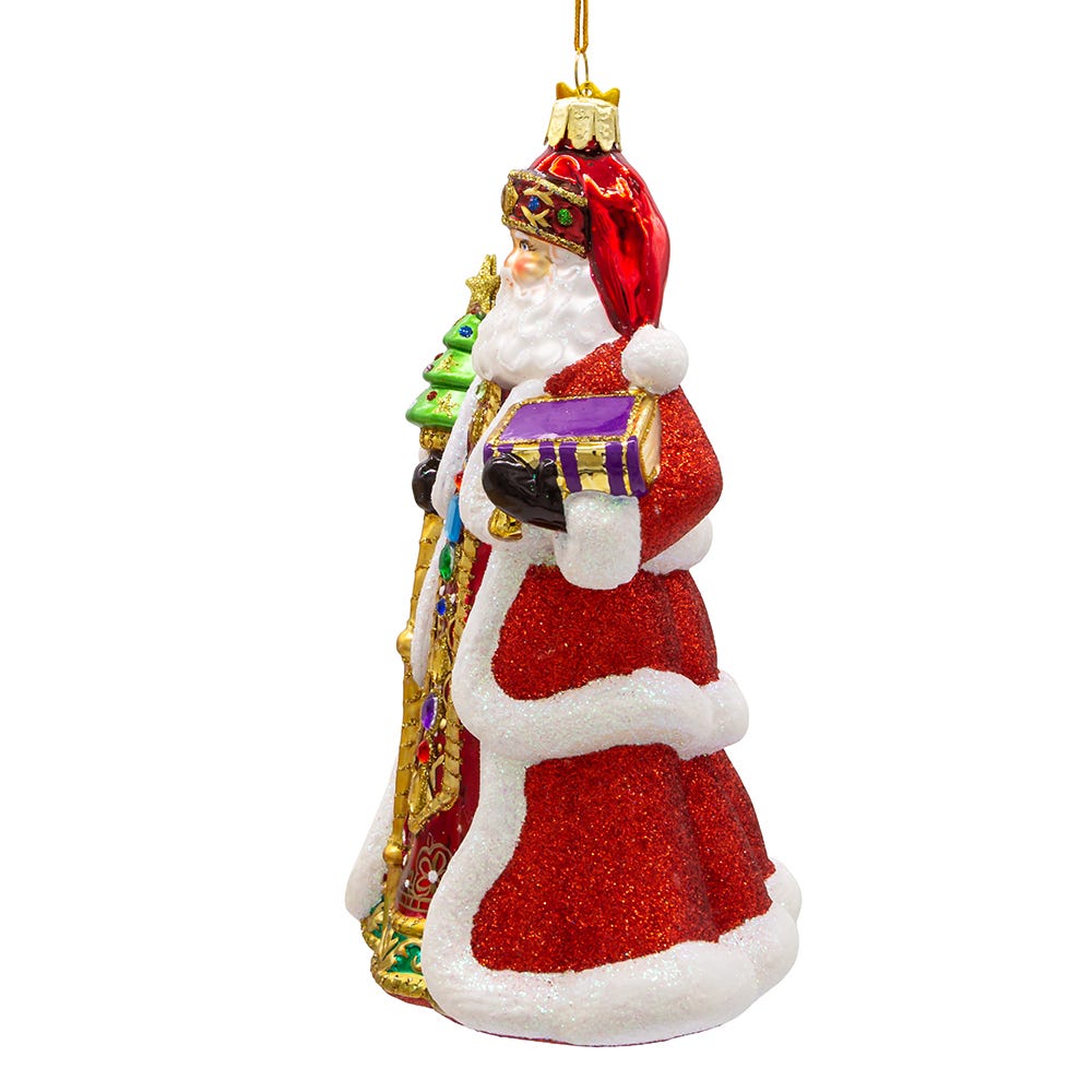 Kurt Adler 7-Inch Bellissimo Glass Red Santa Ornament