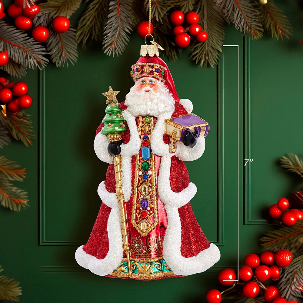 Kurt Adler 7-Inch Bellissimo Glass Red Santa Ornament