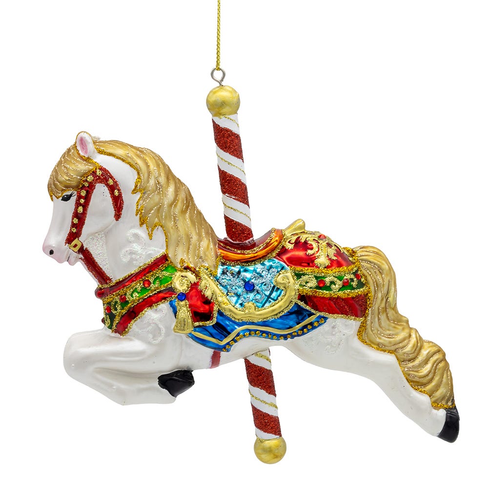 Kurt Adler 6-Inch Bellissimo Glass Carousel Horse Ornament BELL0046