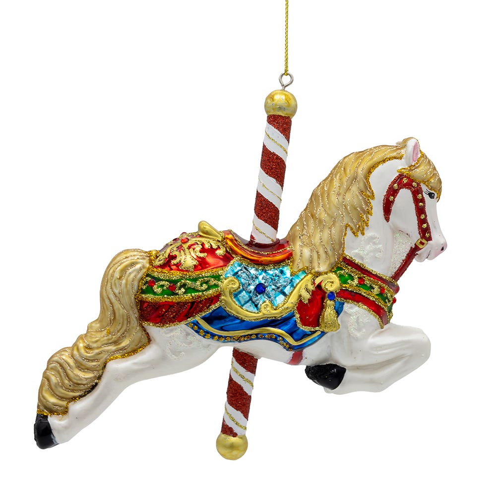 Kurt Adler 6-Inch Bellissimo Glass Carousel Horse Ornament