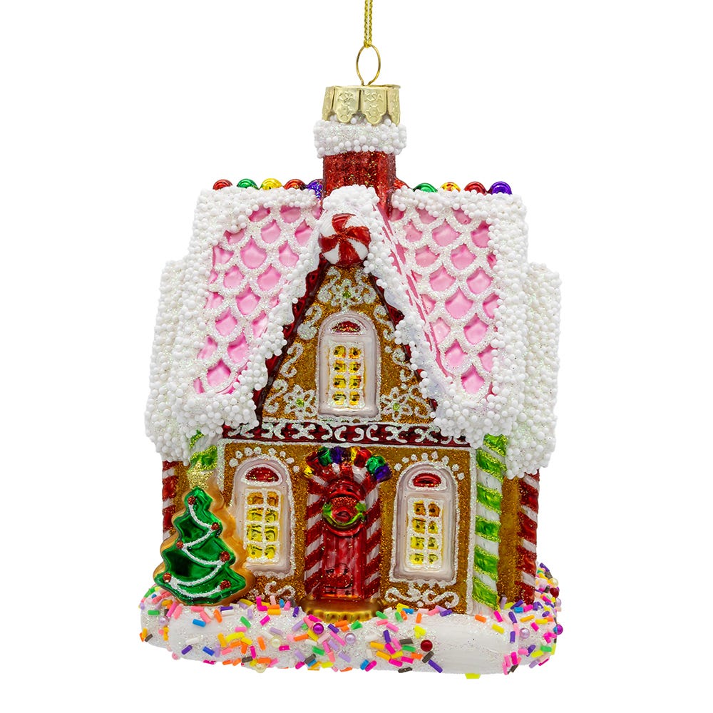 Kurt Adler Bellissimo Glass Gingerbread House Ornament BELL0047
