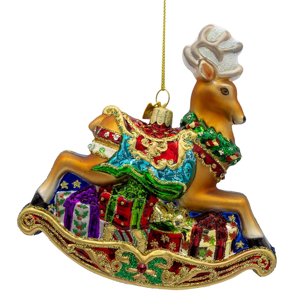 Kurt Adler 5.5-Inch Bellissimo Glass Rocking Deer Ornament BELL0049