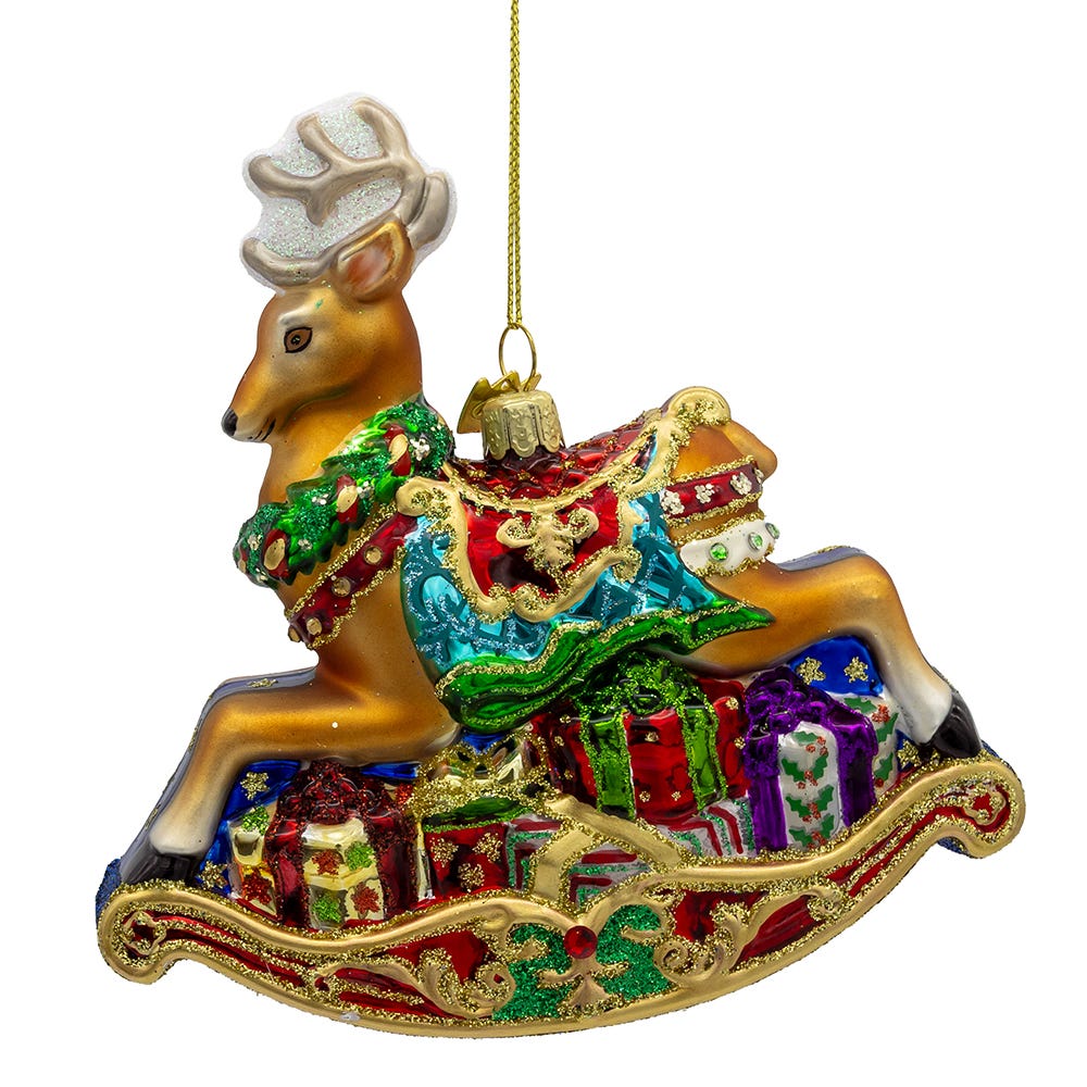 Kurt Adler 5.5-Inch Bellissimo Glass Rocking Deer Ornament