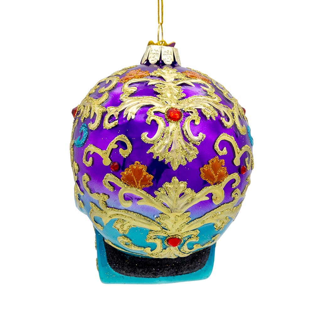 Kurt Adler 4.75-Inch Bellissimo Glass Sugar Skull Ornament