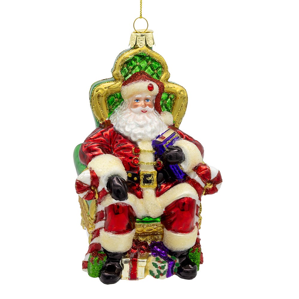 Kurt Adler 5.5-Inch Bellissimo Glass Santa On Throne Ornament BELL0052