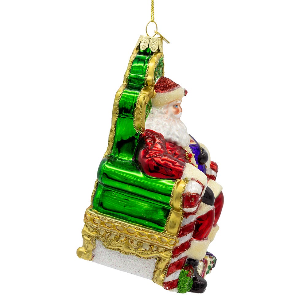 Kurt Adler 5.5-Inch Bellissimo Glass Santa On Throne Ornament