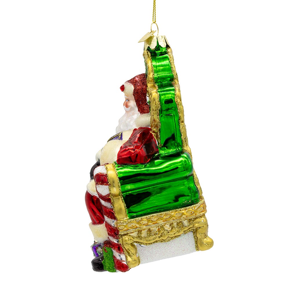 Kurt Adler 5.5-Inch Bellissimo Glass Santa On Throne Ornament