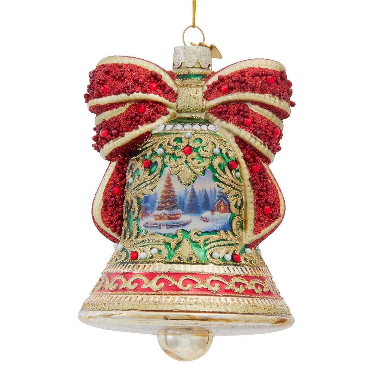 Kurt Adler Bellissimo Glass Bell With Scenery Ornament #BELL0056