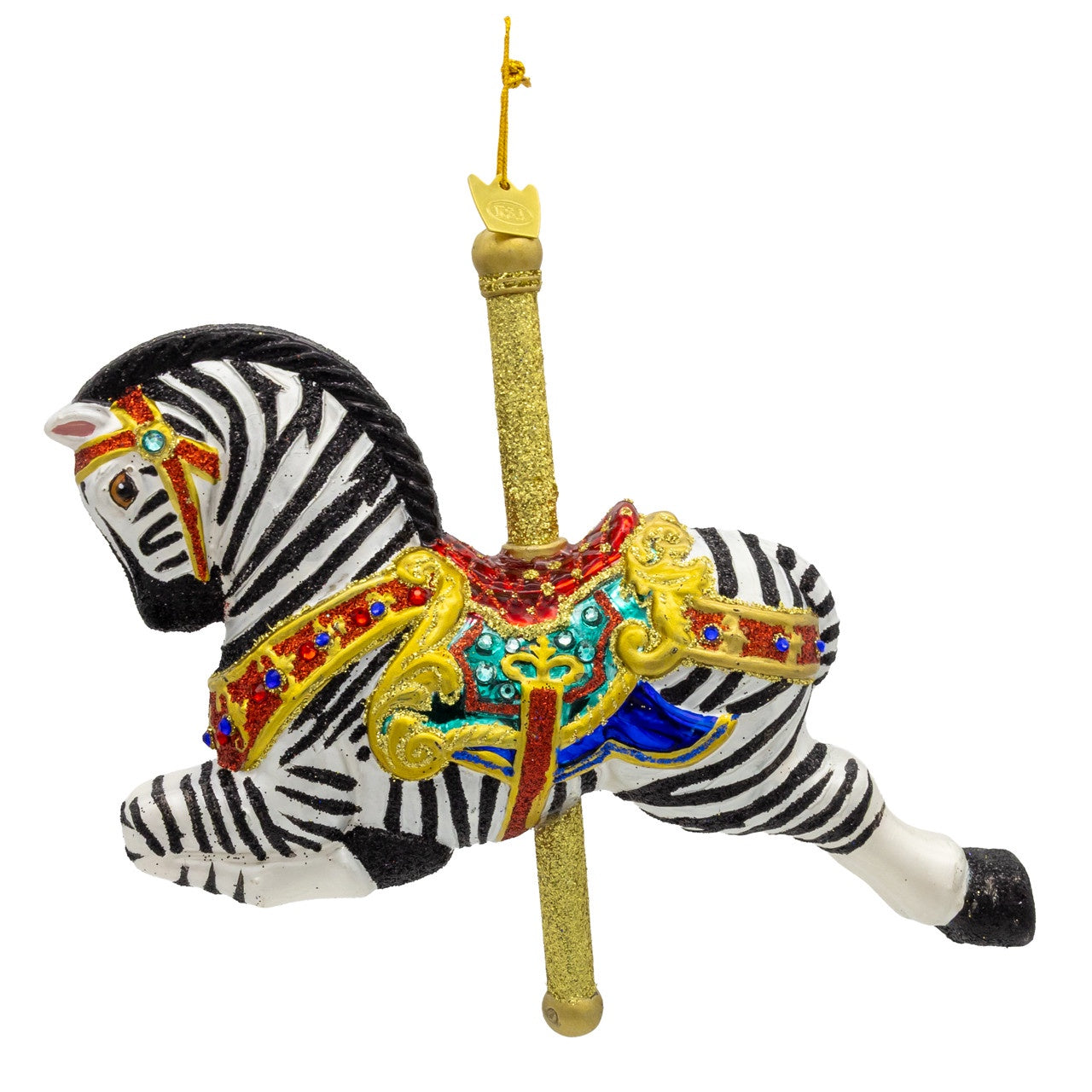 Kurt Adler Bellissimo Glass Zebra Carousel Ornament #BELL0060
