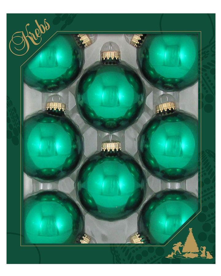 Christmas by Krebs Emerald Green 2.63 in Glass Christmas Tree Ornaments Set of 8 #KBX70109