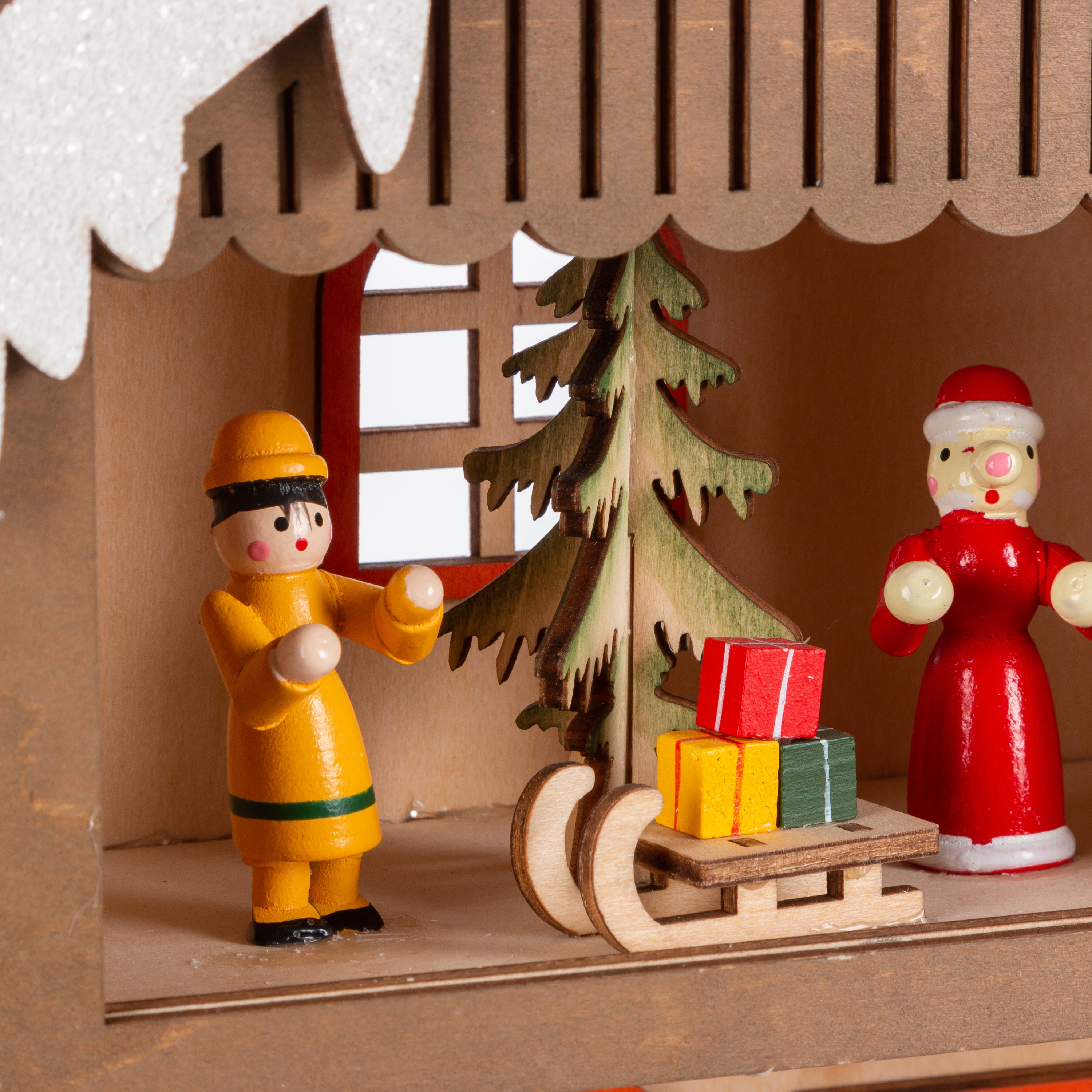 Heirloom 15.75 in L Battery Operated Lighted Laser Cut Wood Holiday Scene and Advent Calendar