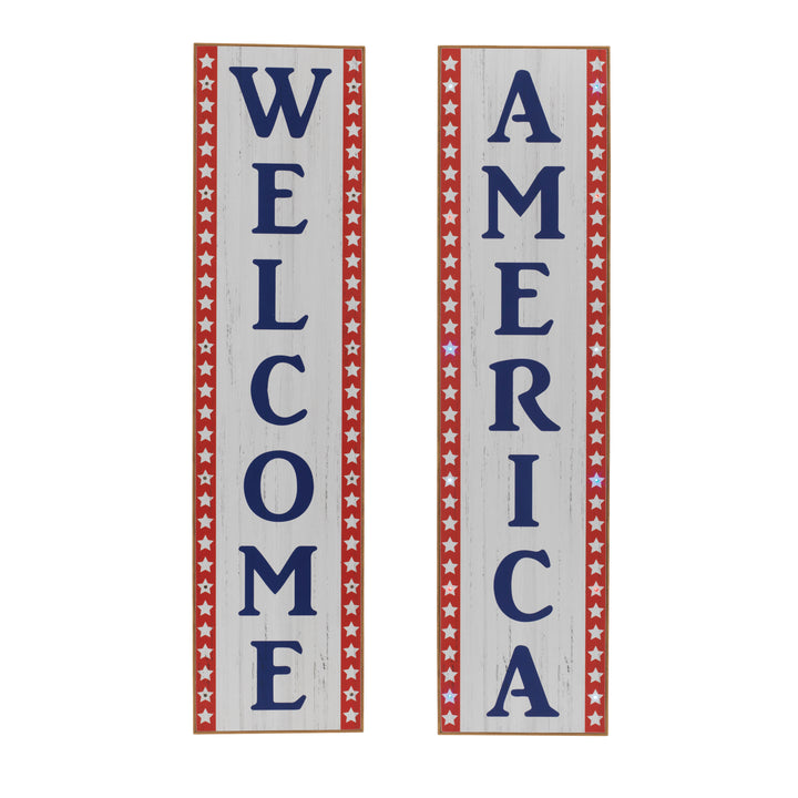 47.2 Inch Pre Lit Patriotic Porch Signs Set of 2 2623260EC