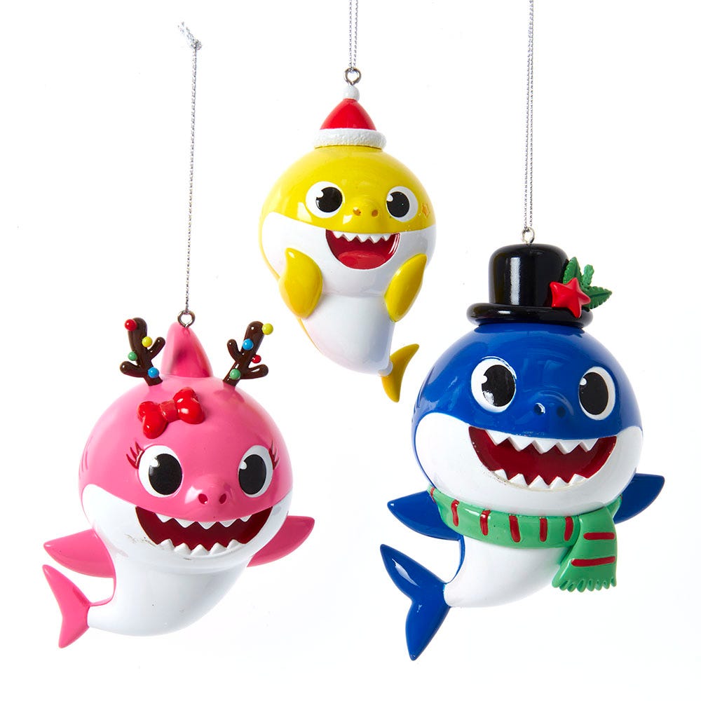 Kurt Adler Baby Shark™ Santa Family Ornament Set, 3-Piece Set BK1221SET