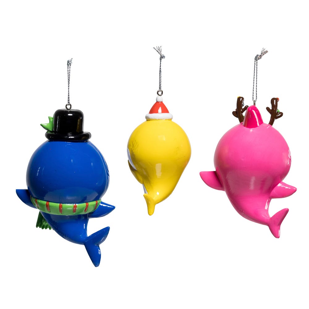 Kurt Adler Baby Shark™ Santa Family Ornament Set, 3-Piece Set