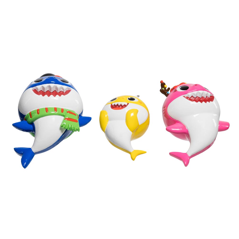 Kurt Adler Baby Shark™ Santa Family Ornament Set, 3-Piece Set