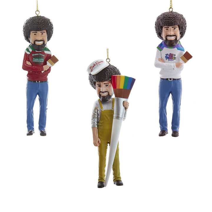 Kurt Adler 5-Inch Bob Ross® Blow Mold Ornaments, 3-Piece Set BO1201ST
