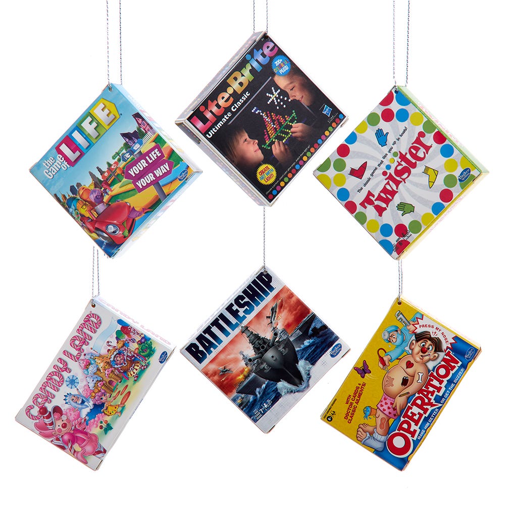 Kurt Adler 3.5-Inch Hasbro Board Games 6-Piece Ornament Set BOR1231SET